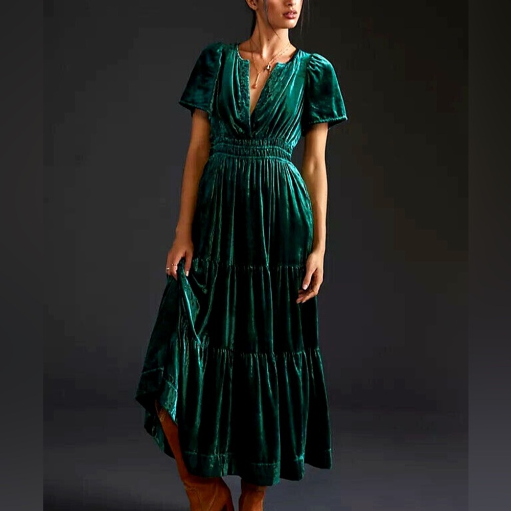 Anthropologie Somerset Velvet Maxi Dress